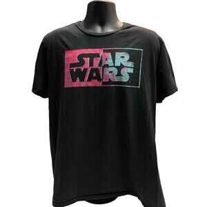 Star Wars Vision Logo Black T-Shirt With Pink-Blue
